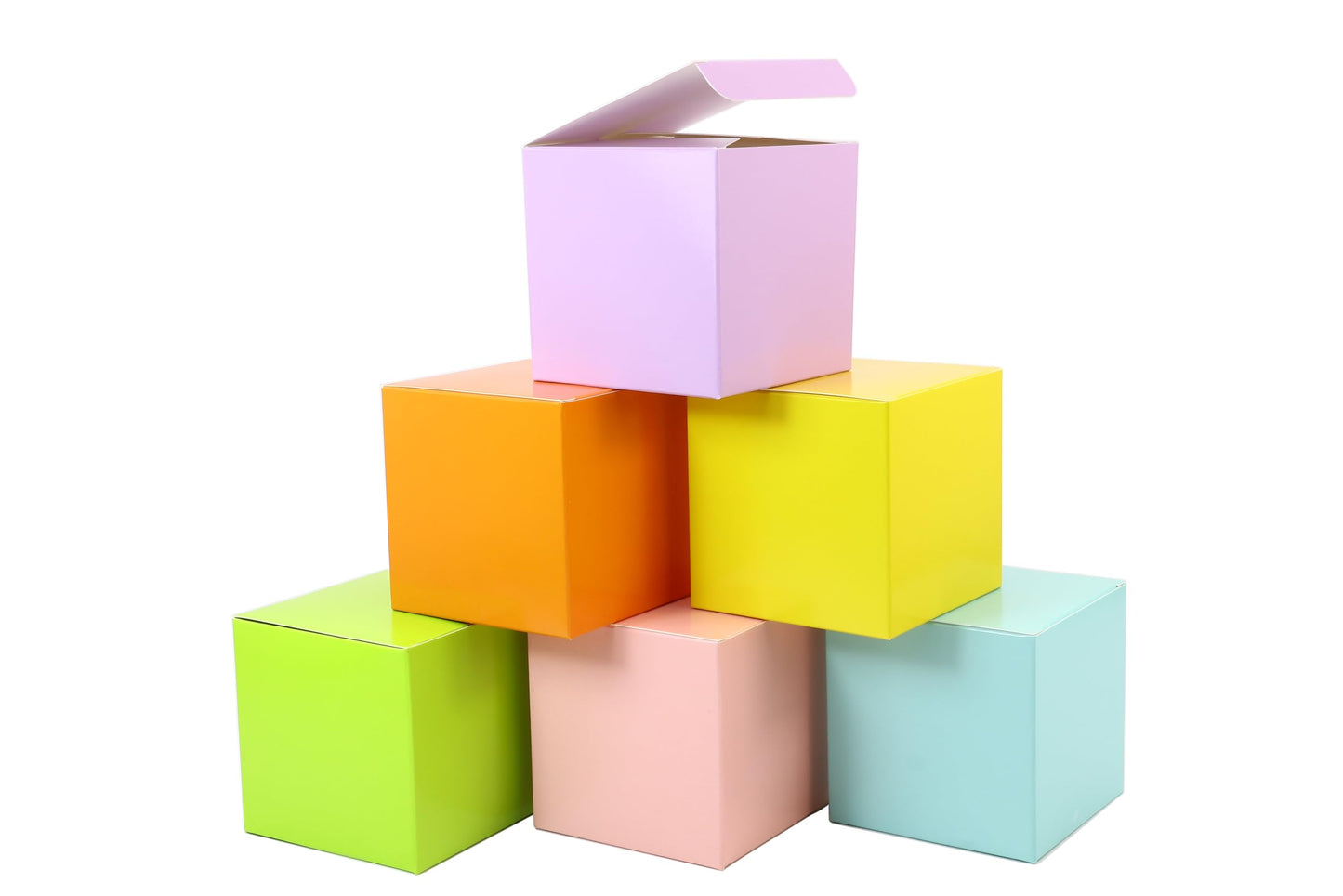 Oletx 24 Pcs Colorful Paper Gift Boxes, Small Candy Boxes Bulk, 3x3x3 inch Gift Box with Lids, Goodie Treat Boxes for Party Favors, Birthday Gifts, Wedding Gifts