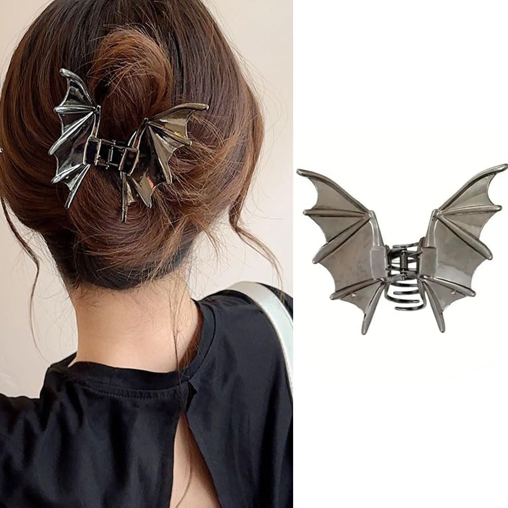Halloween Bat Hair Claw Clips - Black Bat Wing Shape Hair Clips Gothic Halloween Hair Decoration for Women Thick or Thin Hair Accessories Metal Clamp Clips No-Slip Hair Barrette Clip for Hair Styling