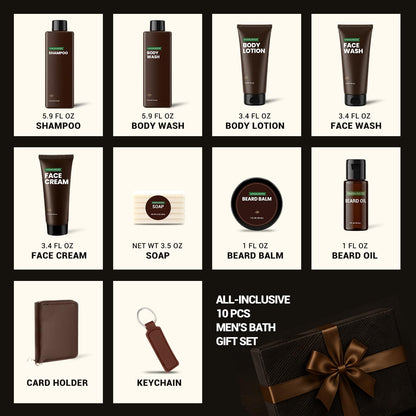 Rinse & Robust Gifts for Men 10Pcs Gift baskets for Men, Sandalwood Bath and Body Works Men Gifts for Birthday for Dad Boyfriend Husband Fathers Day Gifts Set