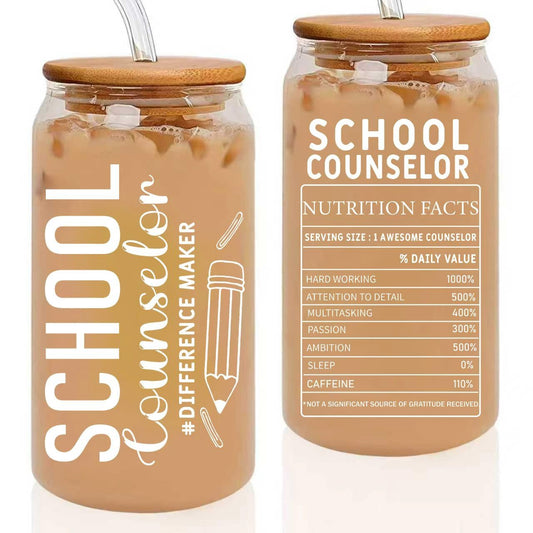 School Counselor Gifts, Counselor Appreciation Gift, School Counselor Week gifts, Counselor Gifts for Women Men, School Counselor Office Must Haves Glass Cup 16 OZ