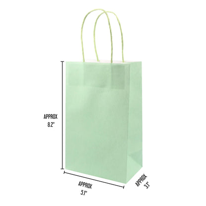 Angels Craft 12 Pack Kraft Bags with Handles - 8" x 5" - Pastel Colors | Durable Paper Gift Bags for Retail, Birthday, Party & DIY Projects