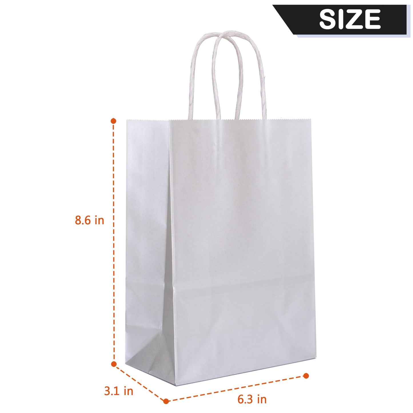 IN-JOOYAA 30 Pcs Silver Gift Bags Small Kraft Paper Gift Bags with Handles (6.3 x 3.1 x 8.6 in, Silver)