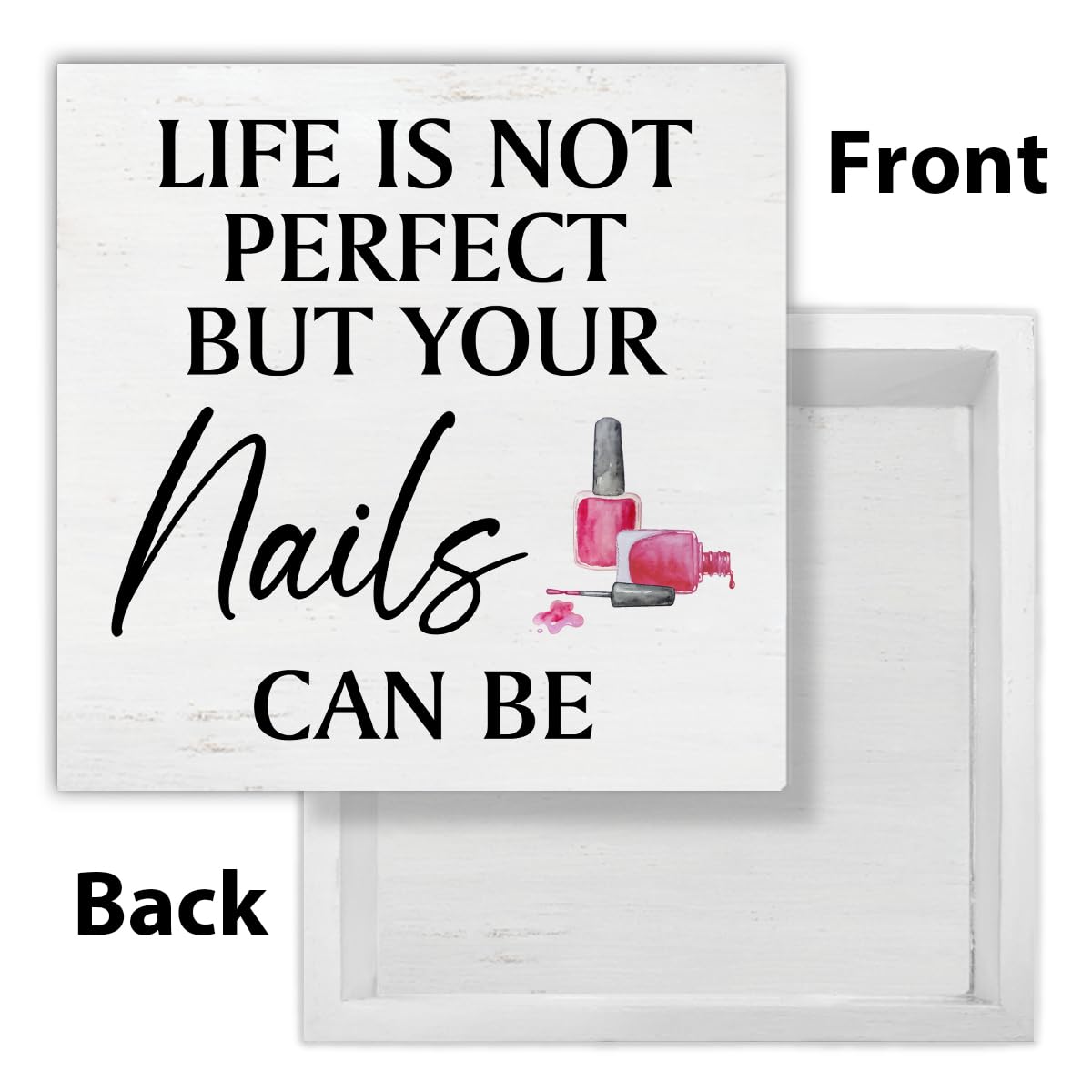 Gifts for Nail Lovers - Nail Technician Gifts - Manicurist Gift - Nail Boss Gifts - Life Is Not Perfect But Your Nails Can Be Wood Sign Home Nail Salon Barbershop Beauty Salon Decor 5×5 Inches