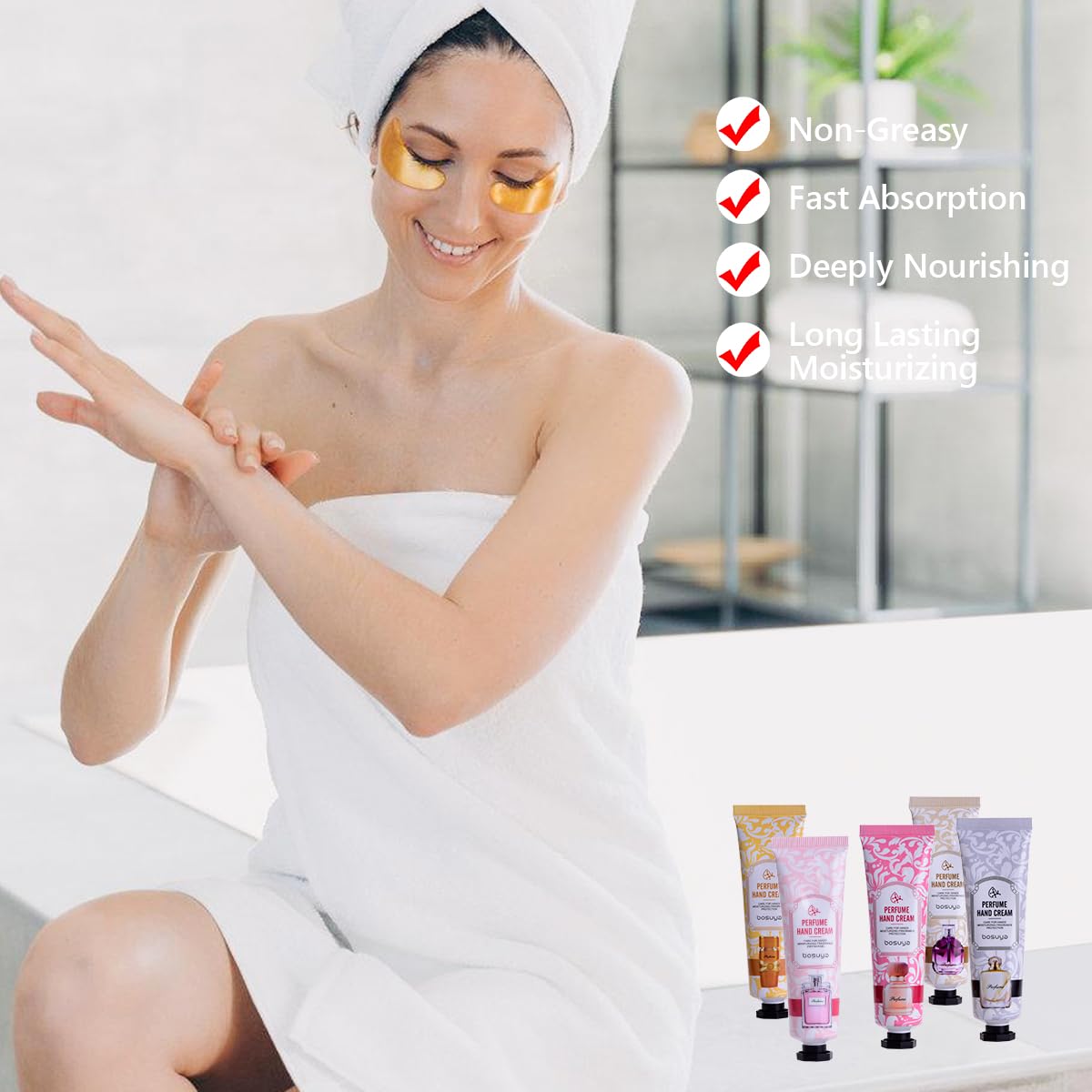 5 Pack Hand Cream for Dry Cracked Hands,Easter Basket Stuffers,Gifts for Women,Girls,Mothers Day Gifts,Natural Plant Fragrance Mini Hand Lotion Moisturizing Hand Care Cream