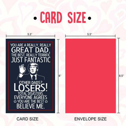 BETHEGIFT Funny Fathers Day Gift Card for Dad from Daughter, Son, Kids - Hilarious Gift for Husband from Wife - Humorous Father's Day Greeting Card, Birthday, 300gsm Premium Quality