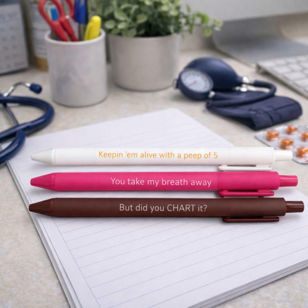 10PC Respiratory Therapist Pens Funny Motivational Quotes Medical Writing Supplies Lung Care Accessories Healthcare Humor Gifts Set For Medical Department RT Pulmonary Specialist Pulmonologist CRT