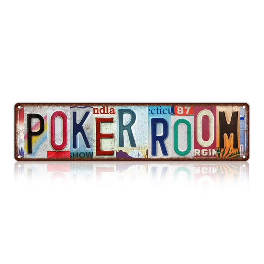 Vintage Poker Room Wall Decor Street Signs Metal Tin Signs 16 x 4 Inches