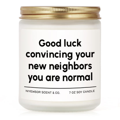 Niyewsor House Warming Gifts, New House/Home Candle, Funny Housewarming Gift for Friends, New Homeowner Gifts, First Apartment Essentials, Moving Away Gift, Handmade, 7oz