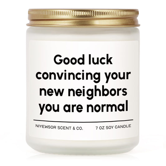 Niyewsor House Warming Gifts, New House/Home Candle, Funny Housewarming Gift for Friends, New Homeowner Gifts, First Apartment Essentials, Moving Away Gift, Handmade, 7oz