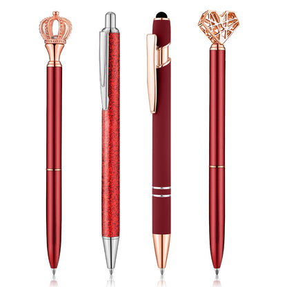 BESARME 4 Pcs Red Pens for Women, Red Gifts for Girls Personalized Bridal Shower Gifts for Women Cute Pen for School Office Supplies