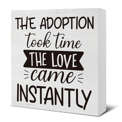 Adoption Gifts for Adoptive Parents Wood Sign Adoption Day Gift for Family, Adoptive Parents Gifts Sign for Home Living Room Bedroom Desk Shelf Wall Table Decoration 5x5 Inch