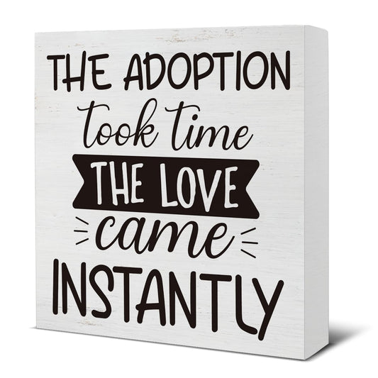 Adoption Gifts for Adoptive Parents Wood Sign Adoption Day Gift for Family, Adoptive Parents Gifts Sign for Home Living Room Bedroom Desk Shelf Wall Table Decoration 5x5 Inch