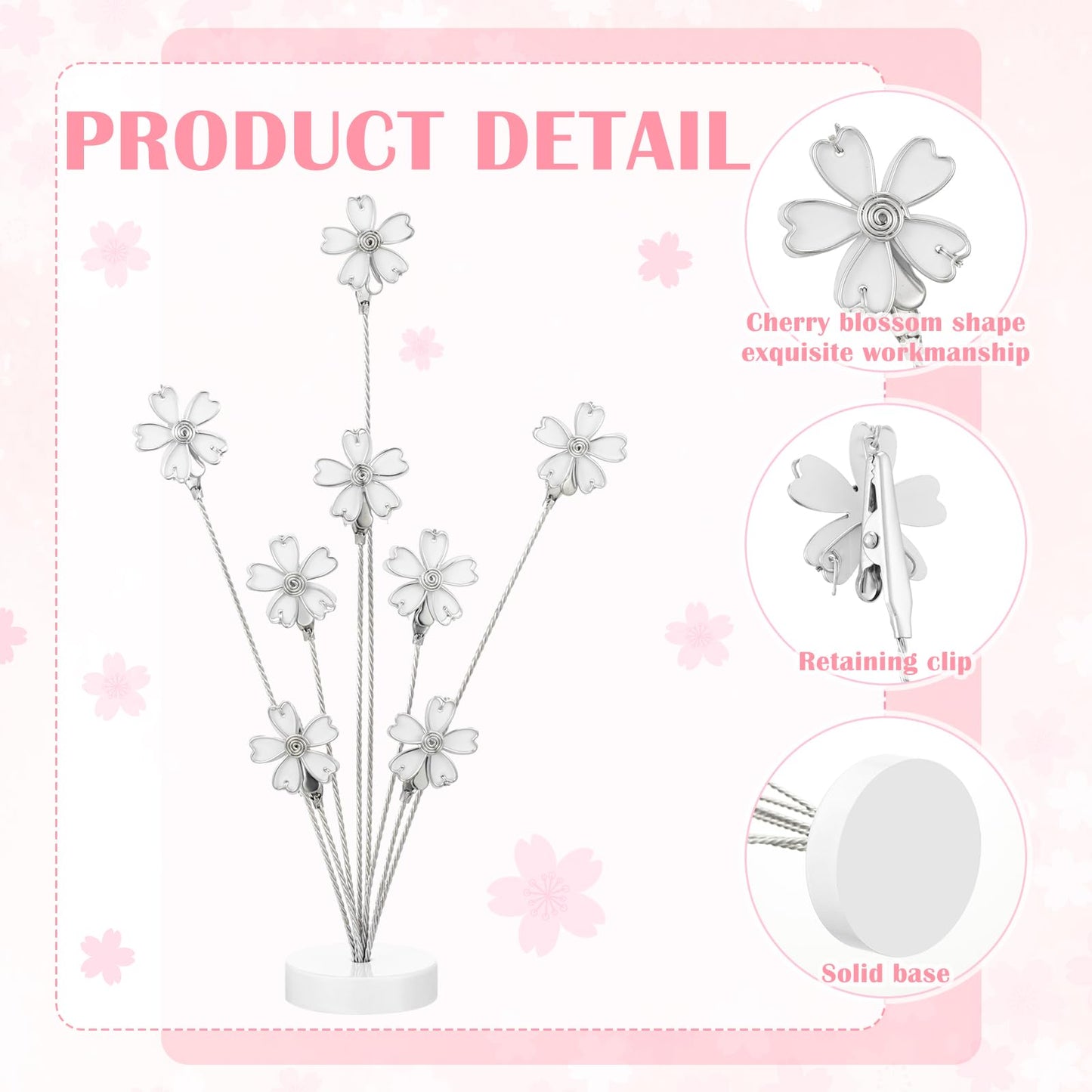 Tandefio Gift Card Tree Holder Clip, 8 Branch Multiple Money Family Photo Tree Christmas Card Holder with Clips Picture Frame Stand for Memo Note Wedding Photo Display Office Desk Decor(White)