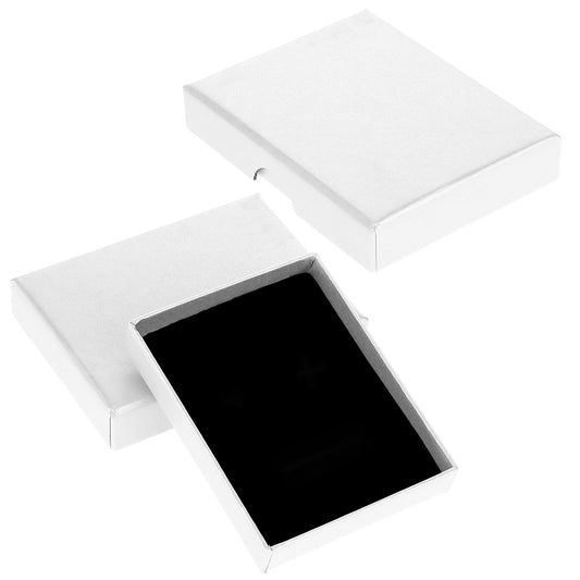 2 Pack Small Jewelry Gift Box, Cardboard Jewellery Box with Lids Pendent Storage Case Necklace Bracelet Earring Cardboard Organizer Square Jewelry Gift Boxes for Necklaces Bracelets Earrings(White)