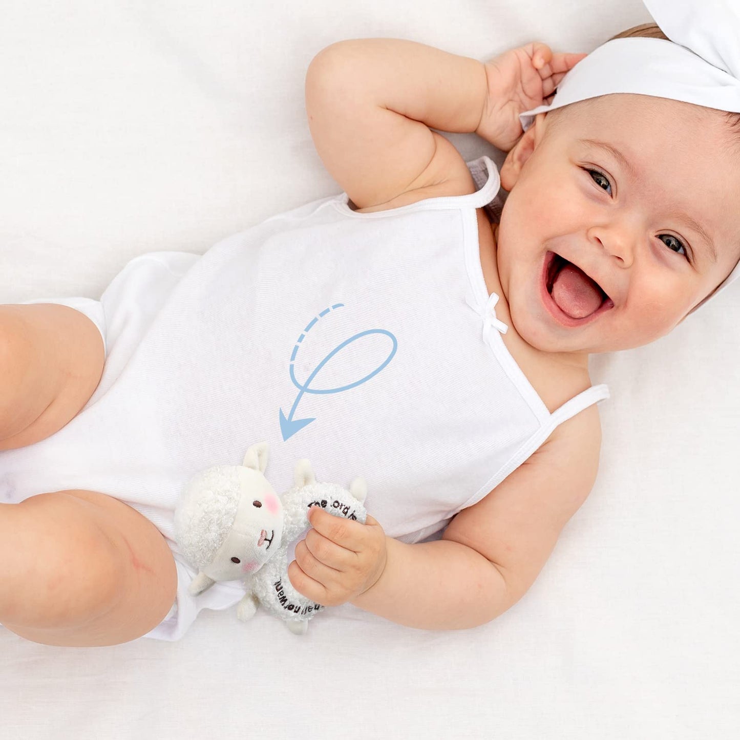 Karenhi Stuffed Animal Little Stuffed Animal Praying Baptism Soft Plush Snuggle God's Toy with Embroidered Religious Gift for Boys Girl Baby Showers Mom's Nursery Decor Doll Toy(Lamb,White)