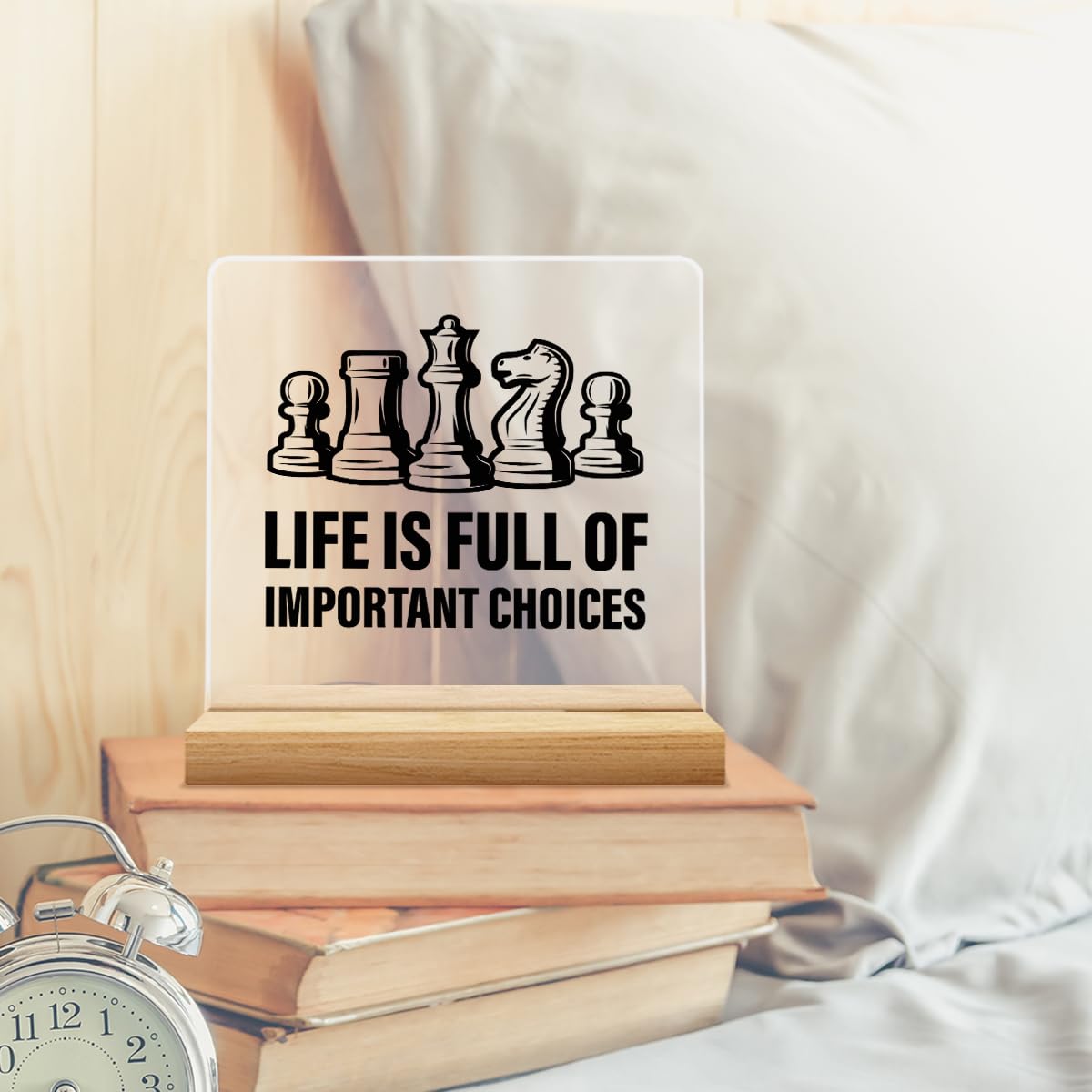 Zauly Acrylic Decorative Signage, 4x4 inches, Chess Lovers Gifts, Modern Design