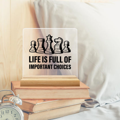 Zauly Acrylic Decorative Signage, 4x4 inches, Chess Lovers Gifts, Modern Design