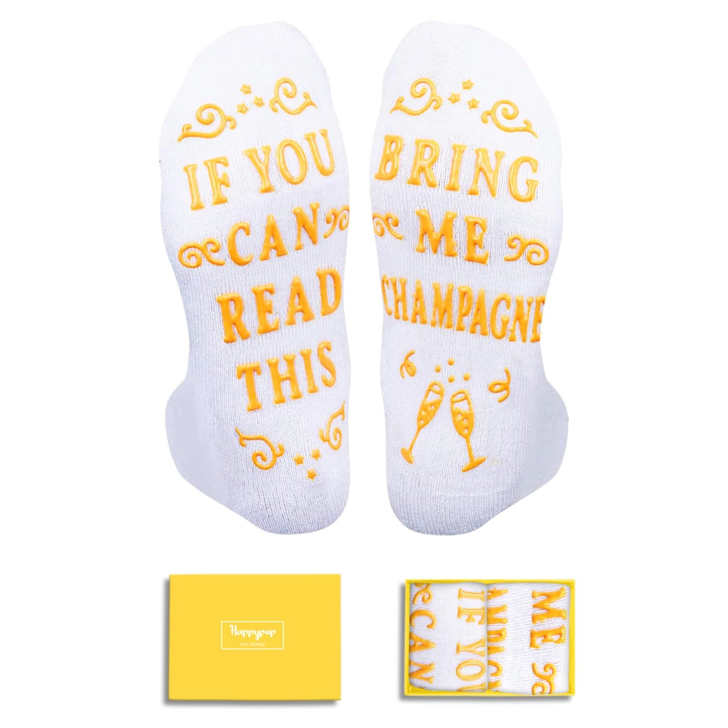 HAPPYPOP Funny Drink Socks for Men - Bourbon Whiskey Gifts, Champagne Gift for Women Drinker