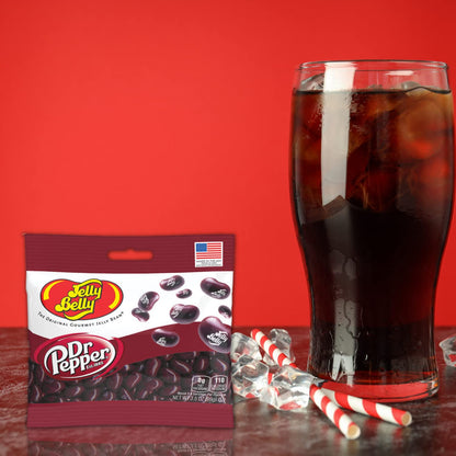Sweetzo - Dr. Pepper Jelly Beans, Soda Flavored Chewy Candies, Bulk Individually Bagged Shareable Candies, Pack of 3, 3.5 Ounces
