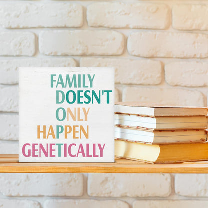 Adoption Gifts for Adoptive Parents Mom, Adoption Day Gift for Family, Adoptive Parents Gifts Family Doesn't Only Happen Genetically Wood Sign Decoration for Home Living Room Bedroom 5x5 Inch