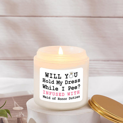 Scented Candle Maid of Honor Proposal Gifts - Lavender Soy Wax Candle - Bridesmaid Proposal Gifts - Will You be My Maid of Honor Gift for Friends Girls Women 4oz