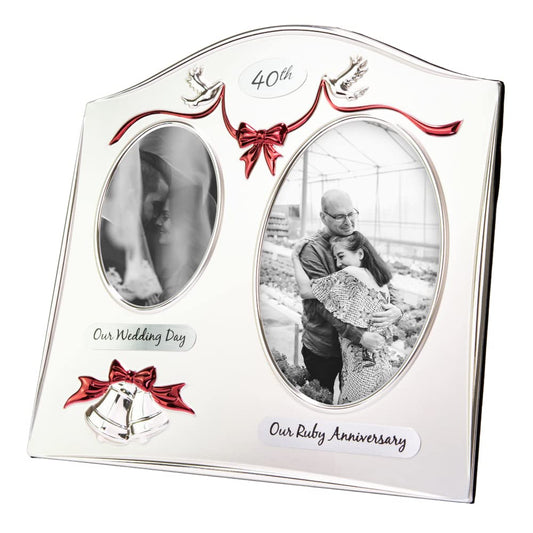 Haysom Interiors Traditional Two Tone Silver Plated 40th Ruby Anniversary Double Picture Frame by Happy Homewares