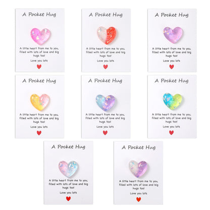 Tucnoeu 8 Pcs Pocket Hug Heart Greeting Cards, Little Heart Pocket Hug Card,Gift for Valentines Day, Keepsake Exchange Relationship Cards for Colleagues, Family, Friends