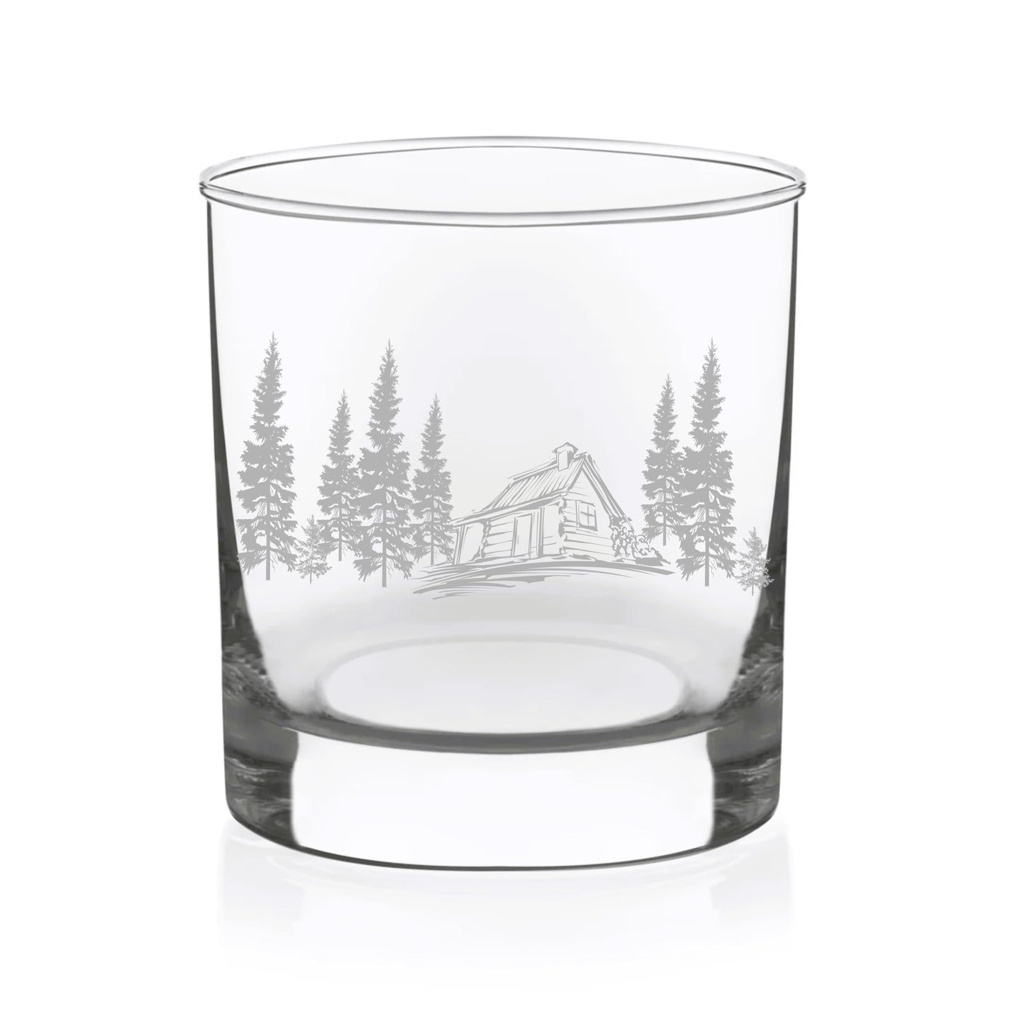 C M Cabin in the Woods Whiskey Rocks Glass - 11 oz Clear Glass - Cabin Themed Gift for Men and Women