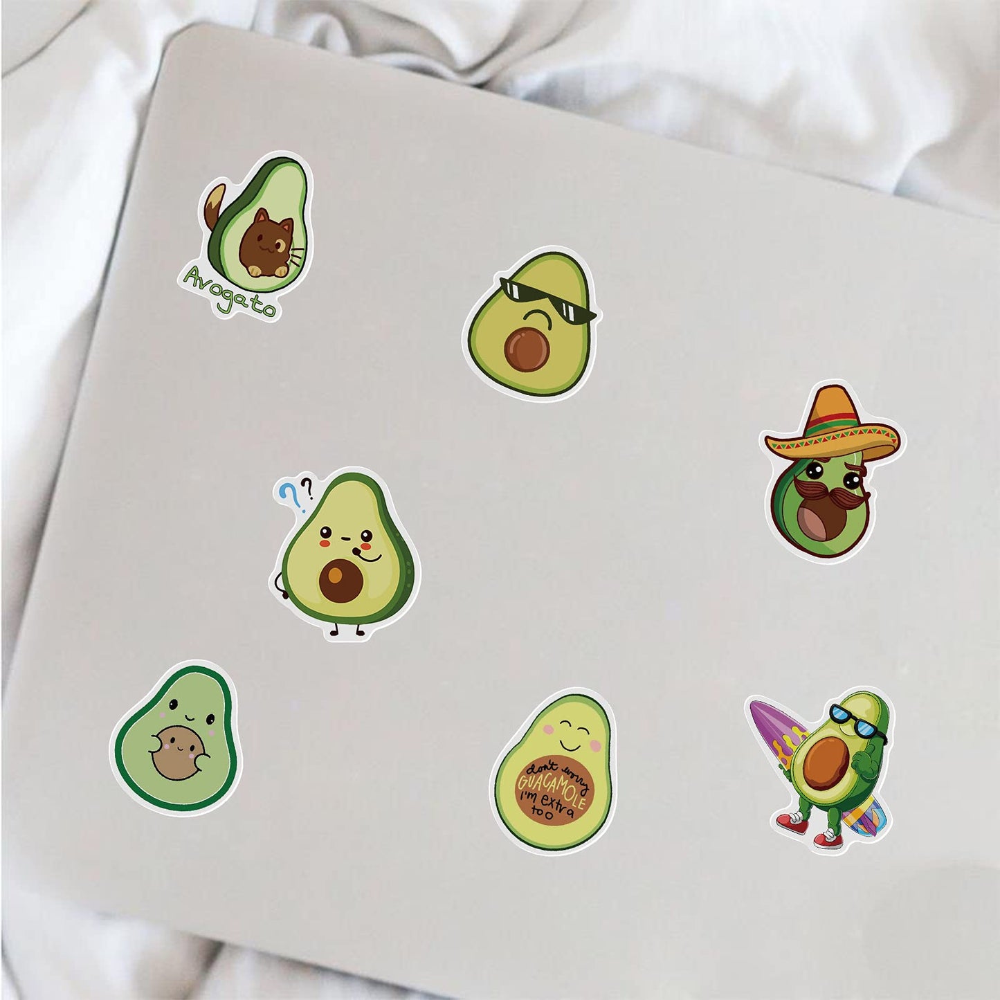 Cute Avocado Stickers for Kids, 50Pcs Kawaii Cartoon Avocado Vinyl Wateproof Stickers for Water Bottles Laptop Scrapbook, Funny Fruit Sticker for Girls Teens Students, Paty Decals