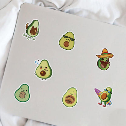 Cute Avocado Stickers for Kids, 50Pcs Kawaii Cartoon Avocado Vinyl Wateproof Stickers for Water Bottles Laptop Scrapbook, Funny Fruit Sticker for Girls Teens Students, Paty Decals