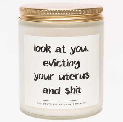 Lavender & Eucalyptus Soy Wax Candle, 7OZ - Hysterectomy Recovery Gifts, Hysterectomy Gifts, Get Well Soon Gift for Women, After Surgery Gift for Women, Look at You Evicting Your Uterus and Shi*t