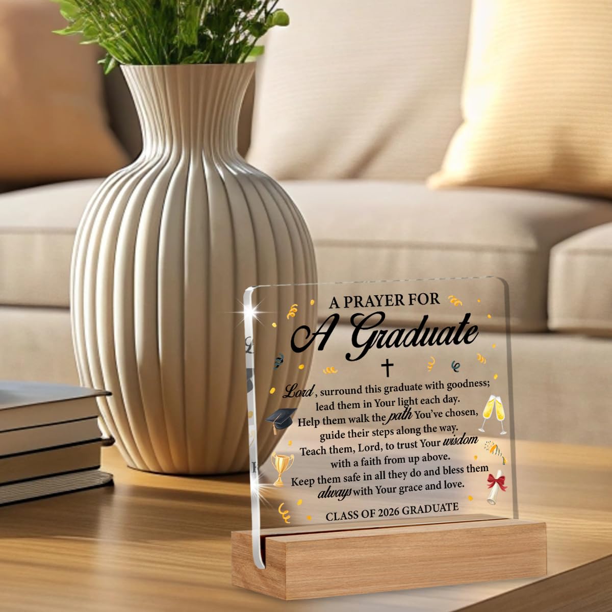 Christian Graduation Gifts, Grad Gifts 2026 for Him Her, Christian Religious Graduation Gift, a Prayer for a Graduate Clear Acrylic Sign Dorm Desk Decor