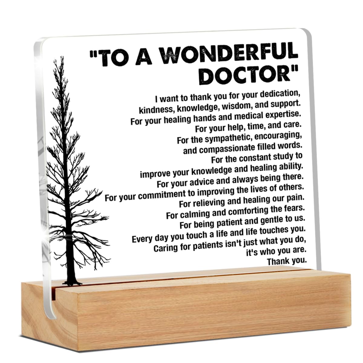Best Doctor Gifts, Thank You Appreciation Doctor Gifts, to a Wonderful Doctor Clear Desk Decorative Sign Home Office Acrylic Decor