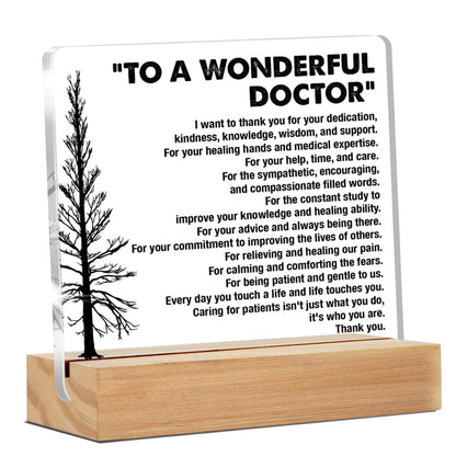 Best Doctor Gifts, Thank You Appreciation Doctor Gifts, to a Wonderful Doctor Clear Desk Decorative Sign Home Office Acrylic Decor
