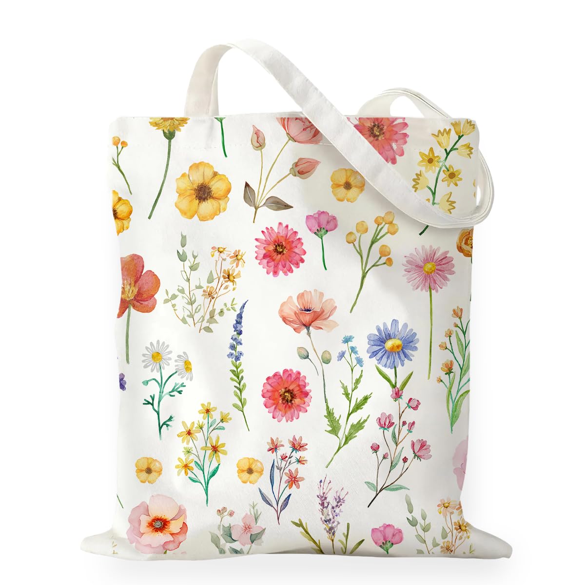 Canvas Tote Bag Spring Summer Flower Tote Bag Gift for Women Girls Friends Shopping Beach Vacation