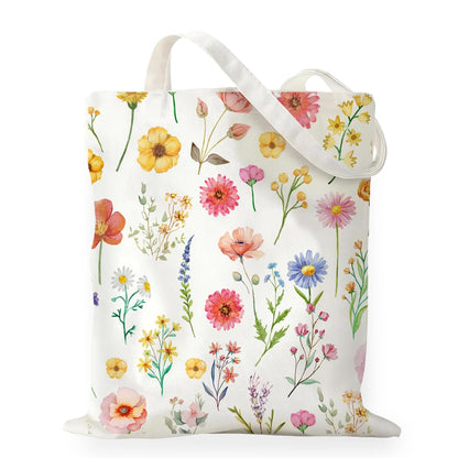 Canvas Tote Bag Spring Summer Flower Tote Bag Gift for Women Girls Friends Shopping Beach Vacation