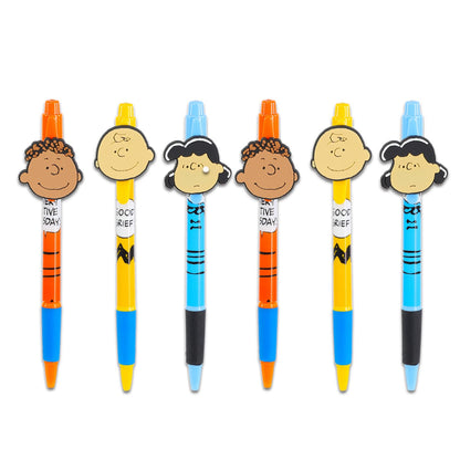 Peanuts Pens Set - Bundle with 6 Charlie Brown Pens with Clip Plus Tattoos for Kids Stocking Stuffers | Peanuts Stationery Gift for Boys, Girls