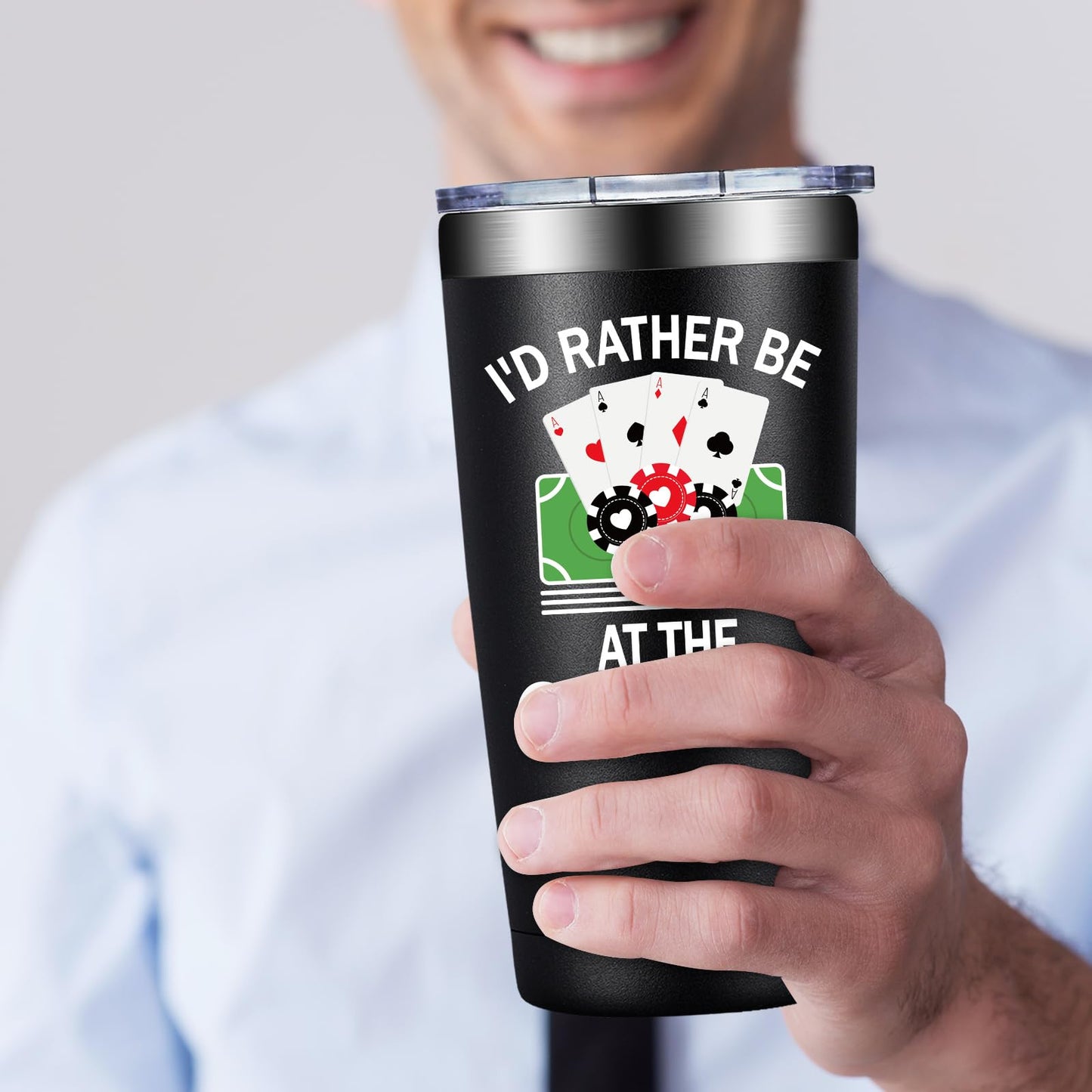 BIRGILT Gambling Gifts for Men, Women - Casino Gifts for Christmas - Funny Poker Gift for Poker Players - I'd Rather Be at the Casino Tumbler 20oz