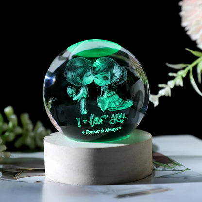 Love You Gift for Her Lovers 3D Crystal Ball Couple Gift Valentine's Gifts idea for Women 60mm Glass Romantic Gift for Wife Globe Decor I Love You Gifts Anniversary Christmas Birthday Gifts