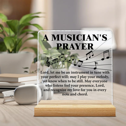 Musical Gifts for Men Women, Birthday Graduation Gifts for Music Lover Musicians Music Teacher, Musicians Prayer Clear Acrylic Desk Decorative Sign Home Office Decor
