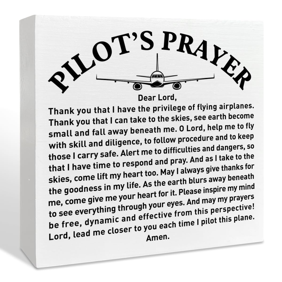 Pilot Gifts for Men Aviators, Aviation Gifts, Gifts for Pilots, Pilot's Prayer Wooden Box Sign Decor, Birthday Christmas Gifts for Pilot Dad, Son, Husband, Closer to You Each Time I Pilot This Plane