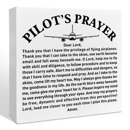 Pilot Gifts for Men Aviators, Aviation Gifts, Gifts for Pilots, Pilot's Prayer Wooden Box Sign Decor, Birthday Christmas Gifts for Pilot Dad, Son, Husband, Closer to You Each Time I Pilot This Plane