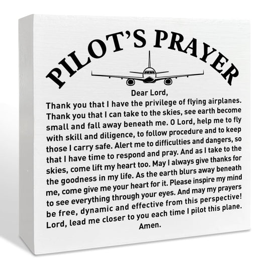 Pilot Gifts for Men Aviators, Aviation Gifts, Gifts for Pilots, Pilot's Prayer Wooden Box Sign Decor, Birthday Christmas Gifts for Pilot Dad, Son, Husband, Closer to You Each Time I Pilot This Plane