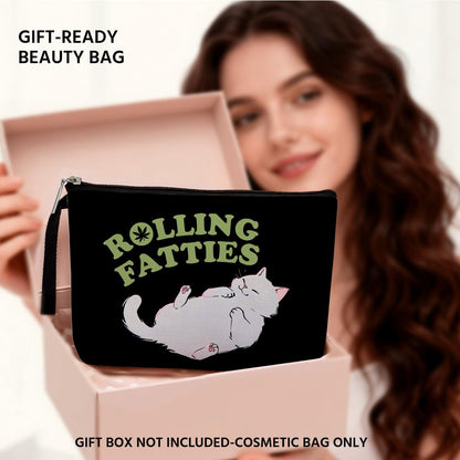 Funny Weed Gift Leaf Makeup Bag Cat Lover Gifts Cosmetic Bags for Women Nurse Cats Themed Gifts Zipper Pouch Bag Cat Lady Gift Weed Stuff Travel Toiletry Bag for Birthday Christmas
