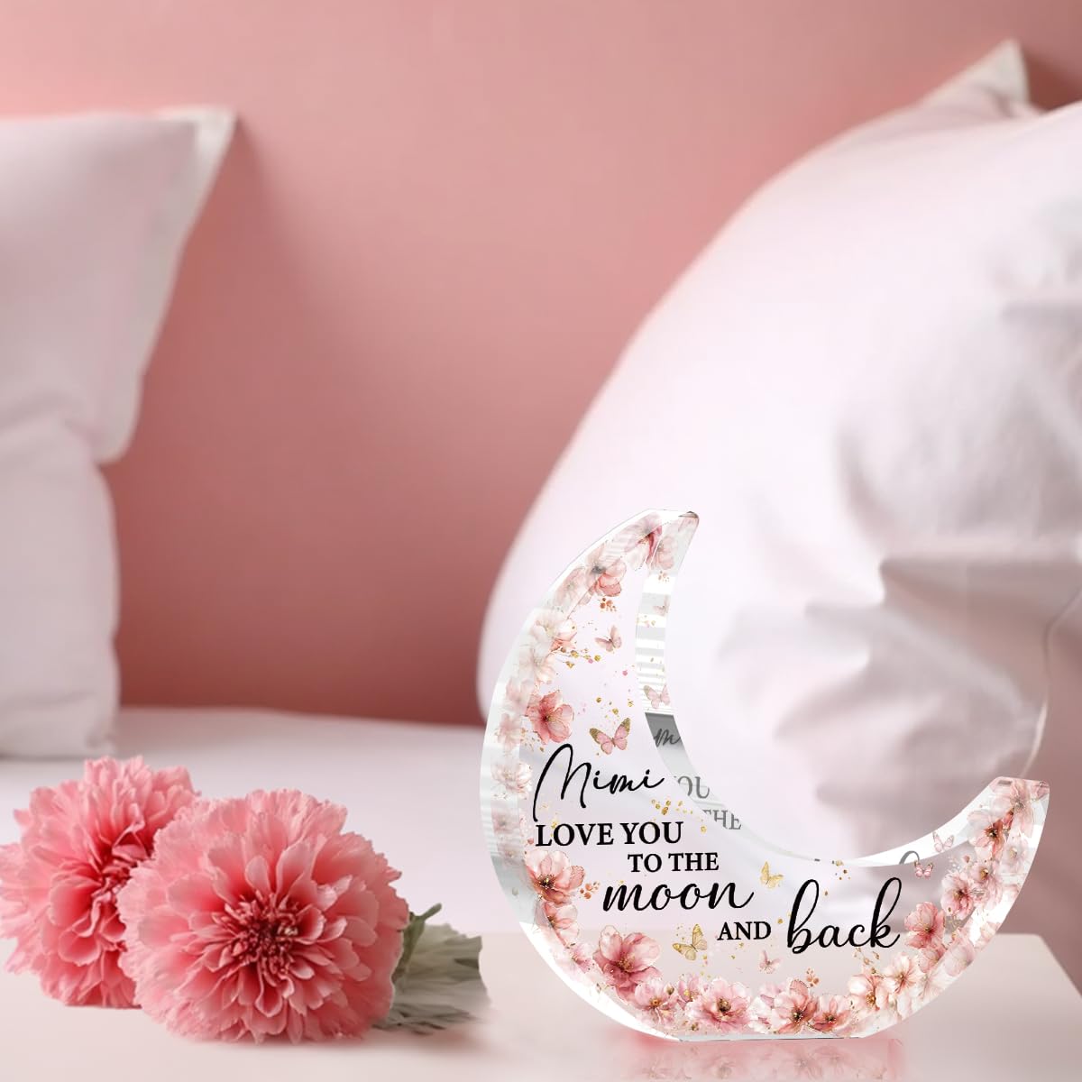 Mothers Day Gifts Mimi Grandma Birthday Grandmother Gift From Grandchildren,Acrylic Moon Decor Sign Grandmother Gift for Christmas Birthday Thanksgiving-Mimi Love You To The Moon And Back