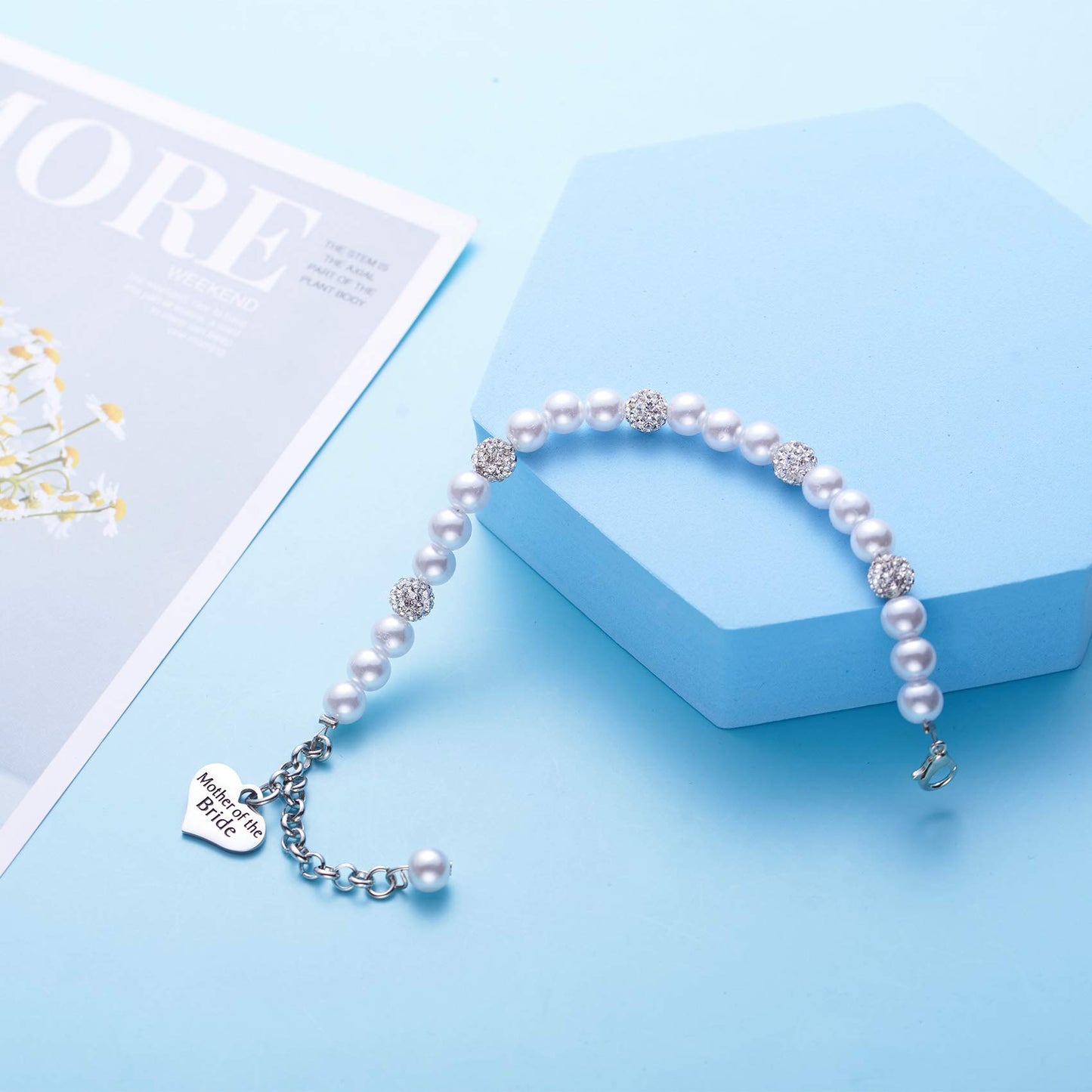 LParkin Mother of the Bride Gifts Pearl Bracelet Wedding Gift for Mom Mother in Law Jewelry