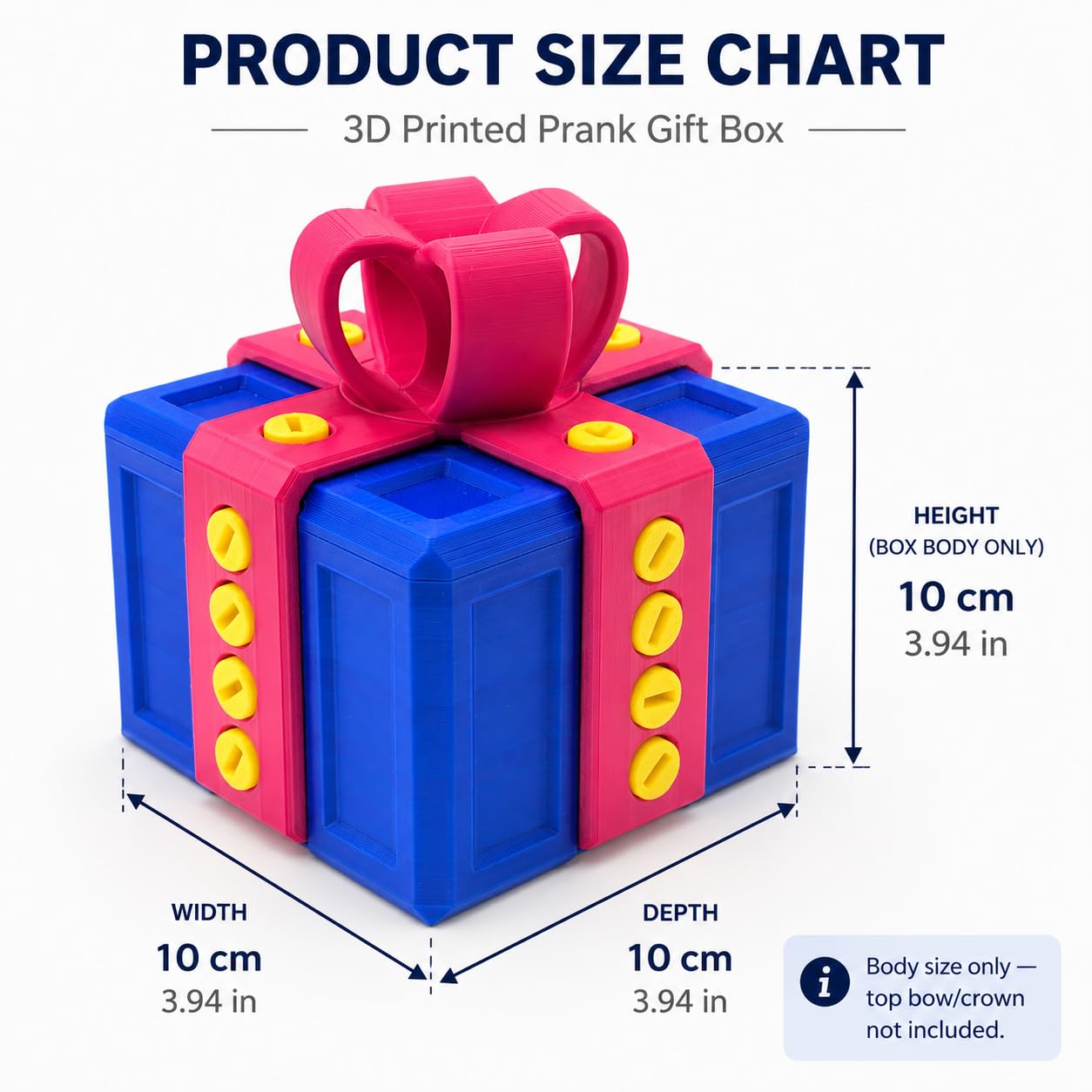 3.14" Annoying Gift Box, The Annoying Present, Prank Box with Screw, 3D Printed Annoying Gift Box, 3D Printed Hilarious Money Card Container (Blue Box with Red)
