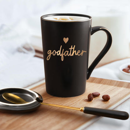 YHRJWN Godfather Gift, Godfather Proposal Gifts, Pregnancy Announcement Baptism Birthday Father's Day Christmas Presents, 14 Oz with Gift Box Black
