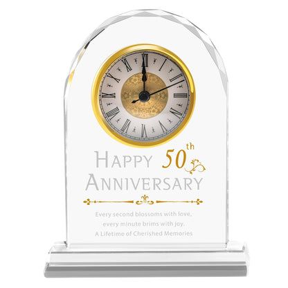 50th Wedding Anniversary Crystal Clock Gifts for Couple Parents, 50 Year Anniversary Wedding Gifts Quartz Clock Gifts for Husband Wife, 50th Wedding Anniversary Decorations