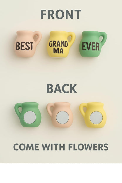 Mini Vase Magnets for Fridge - Christmas Grandma Gifts from Granddaughter, Best for Grandma for Birthday